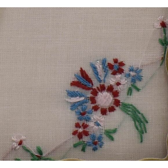 1960s NOS Boxed 3 pc Set Embroidered Floral Pattern Handkerchief Hankie Hanky - Picture 4 of 6